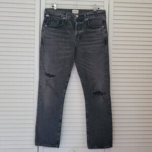 COH Emerson Relaxed Slim Boyfriend Jean in Black Pepper Distressed